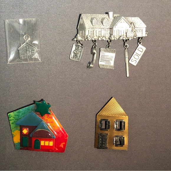 Vintage Cute Real Estate Pin/ Brooches and a charm - Picture 2 of 8